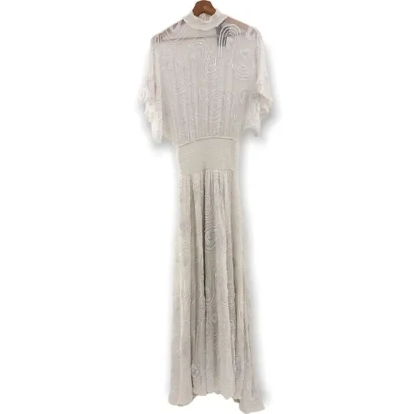 RETROFETE CHLOE EMBELLISHED SILK CHIFFON‎ DRESS WHITE XS - Picture 13 of 14